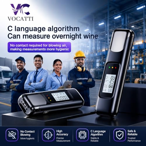 Image of Advanced Digital Alcohol Tester Machine | Portable Non-Contact Breath Analyzer with Accurate BAC Tester with Highly Sensative Chip | Rechargeable for Personal,Office Use | 1 Year Warranty