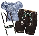 kurze braune Lederhose mit zwei vorderen Einschubtaschen, Messertasche