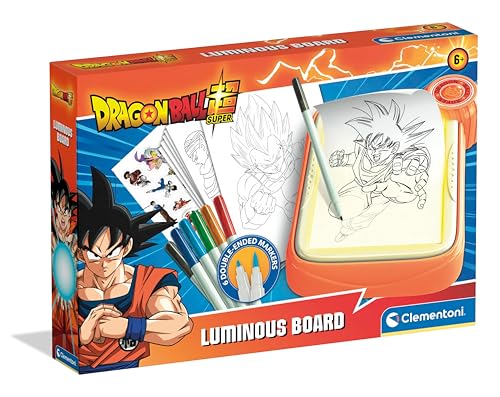 Clementoni Idea - Dragonball Super Lavagna Luminosa Creativa per Bambini 6+ Anni, Set con Schede da Colorare e Ricalcare per Disegnare i Personaggi del Cartone Animato, Gioco Creativo, 18782