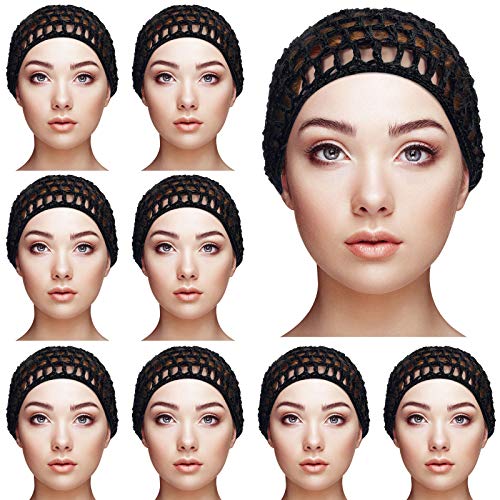 Filet à cheveux en maille crochetée noir pour femme (Lot de 9 pièces)