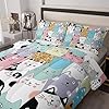 Tuzaovy Twin Cat Comforter Set for Girls - Kawaii Cute Bedding Set with Cat Room Decor #5
