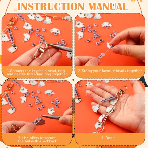 CraftyDream 558 Pcs Halloween Ghost Charms Keychain Kit Glow in the Dark by CraftyDream - Used condition - Image 4