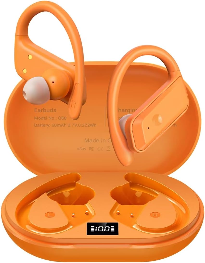 Bluetooth 5.4 Wireless Earbuds 53H Playtime LED Display IPX7 Waterproof Sports