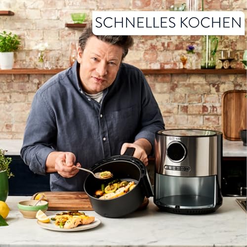 Jamie Oliver by Tefal Ultra Fry Heißluftfritteuse, 1630 W, XL-Kapazität (4,2 L), Temperatureinstellung von 80 °C bis 200 °C, Touchdisplay, 8 Auto-Programme, Edelstahl, EY11JD10 6