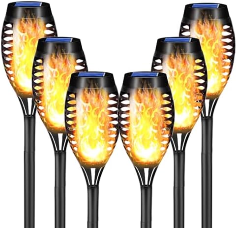 Lot De 2 Mini Torches Solaires Effet Flamme LED – 70 Cm, Blanc Chaud, Ambiance Jardin Magique !