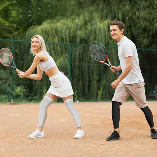 Luwint 2 Pairs Leg Sleeves, UV Sun Protection Cover Sports Accessories for Kids and Adults, Black and White3