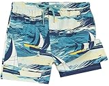 UMELOK Boys Swim Trunks with Compression Liner Toddler Stretch Swim Shorts Boxer Brief 2 in 1 Quick Dry Swimming Trunks Beach Shorts Yellow Sailboat 7