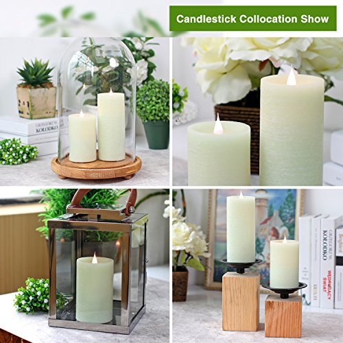 Image of SIMPLUX Led 3D Wave Moving Flameless Battery Operated Flickering Real Wax Candle, 3x7'', Green