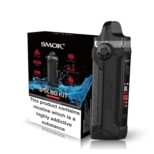 SMOK IPX 80 Vaping Kit, 80W Max Output, 3000mAh Large Battery, Waterproof + Dust & Shock Proof, USB Type-C Fast Charging, E Cig, E Cigarettes, Starter Kit, SMOK Vaping, No Nicotine (Black Carbon)
