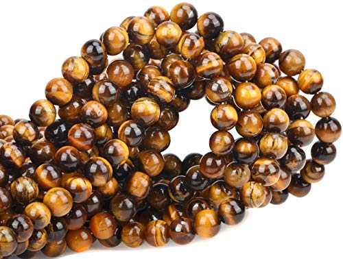 Image of 100PCS 8mm Yellow Tiger Eye A Grade Gemstone Loose Beads Natural Round Crystal Energy Stone Healing Power for Jewelry Making (Yellow Tiger Eye, 8MM)