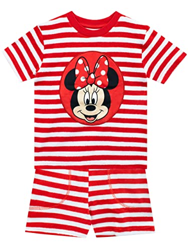Disney Minnie Mouse Towelling T-Shirt and Shorts Set Girls Towel Outfit For Beach Pool Swim