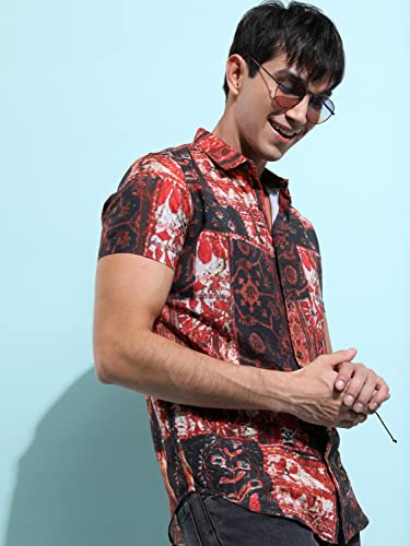 Image of KETCH Men Slim Fit Printed Half Sleeve Shirt