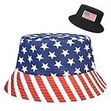 1Pcs American Flag Bucket Hat 4th of July Bucket Cap for Women Men Unisex Sun Cap Packable Outdoor Fisherman Hat Headwear