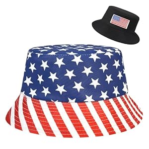 1Pcs American Flag Bucket Hat 4th of July Bucket Cap for Women Men Unisex Sun Cap Packable Outdoor Fisherman Hat Headwear