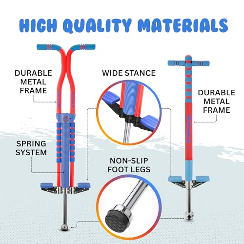 image for New Bounce Pogo Stick 2-Pack Combo – Kids Sport & Pro Pogo Sticks wi