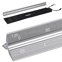 Wintex Dreikantmaßstab Silber - Hochwertiges Aluminium Lineal 30 cm - Präzise Messungen dank Laser-Cut - Rutschfestes Metalllineal - Maßstab Lineal - Mit Aufbewahrungstasche