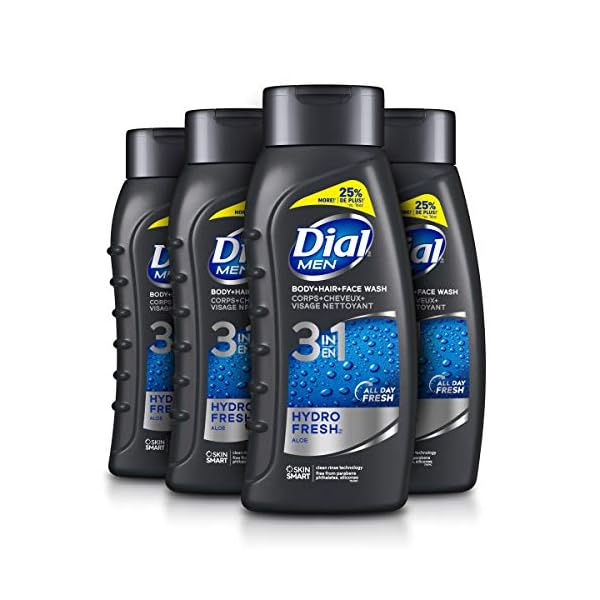 Dial-Men-3in1-Body-Hair-and-Face-Wash-Hydro-Fresh-20-fl-oz-Pack-of-4 Dial Men Hair + Body Wash, Hydro Fresh, 20 fl oz (Pack of 4)