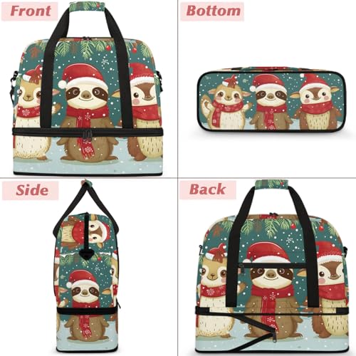 Large Weekender Overnight Bags Animal Cute Sloth Christmas Travel Duffel Bag for Women Men Gym Bag With Shoe Compartment Foldie Travel Tote Bag Carry On Personal Item Bag for Travel Gym Sports3