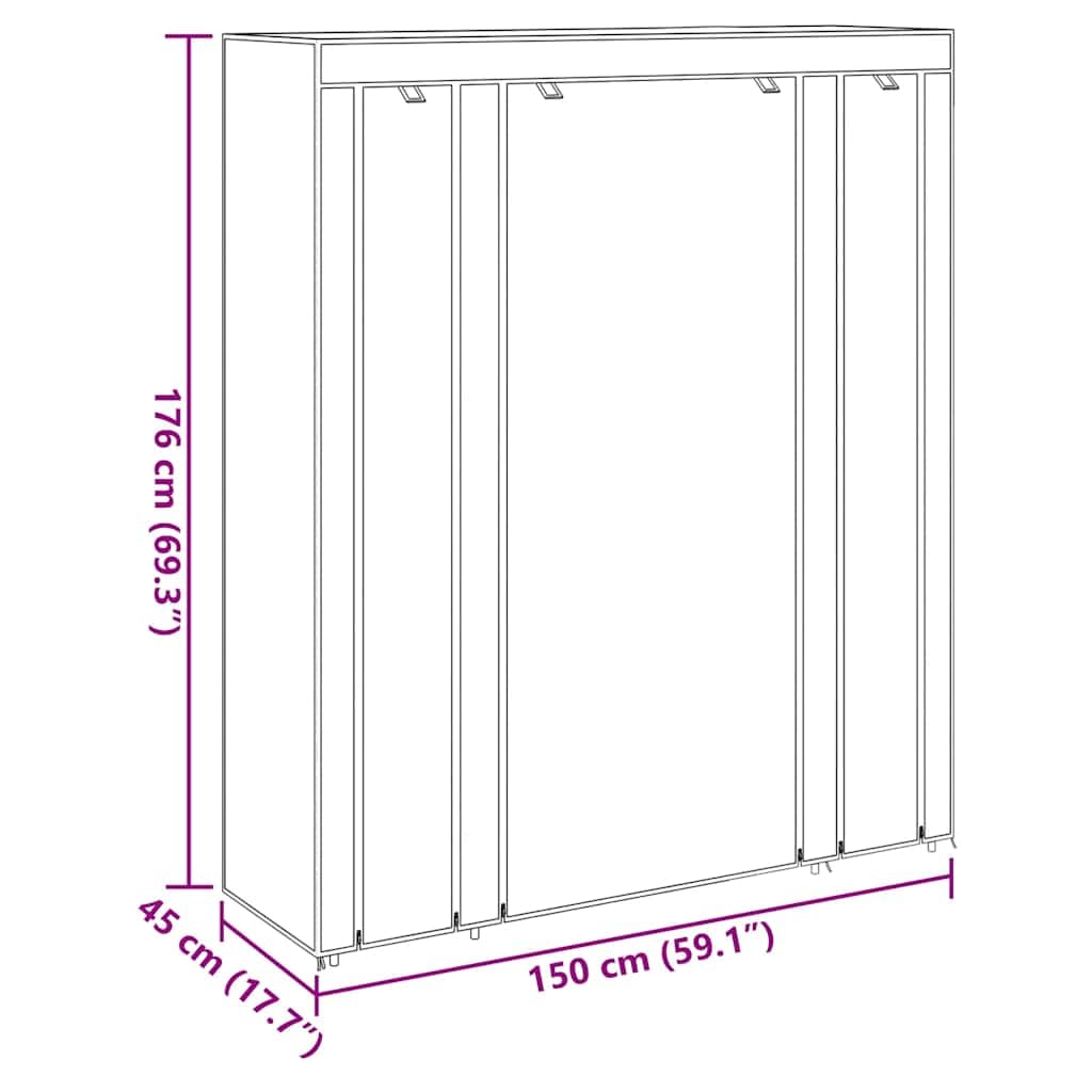 Faltbarer Kleiderschrank aus Stoff, mit Regalen und Kleiderstangen, 45 x