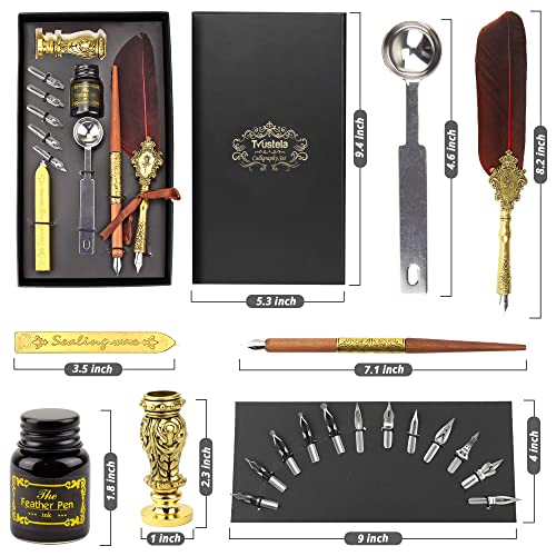 Calligraphy Set For Beginners, Calligraphy Pens For Beginners, Calligraphy Pen Set, Calligraphy Kit For Beginners, Feather Pen, Quill Pen, Quill And Ink Set, Wooden Feather Pen With Wax Stamp Set #TOP1