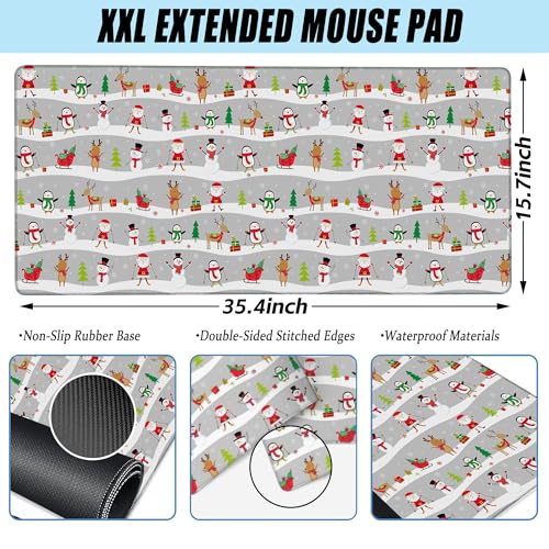 Tapis de souris de Noël antidérapant avec bords cousus - 2