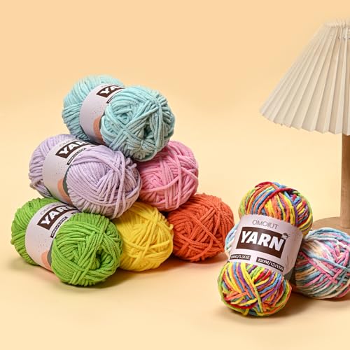 Image of 3 Packs Plush Chenille Chunky Crochet Yarn - Baby Yarn for Crocheting Soft - Velvet Yarns Knitting for Blankets Crafts - Fluffy Amigurumi Yarns 300g / 393yd (3 Turmeric)