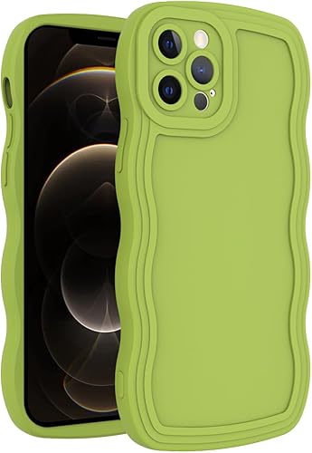 Funda para iPhone 12 Pro, diseño de marco ondulado rizado, TPU suave y flexible, bonita funda ondulada de color sólido para teléfono, funda