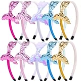 10 diademas de sirena con purpurina y lentejuelas para el cabello con dientes, fiesta de