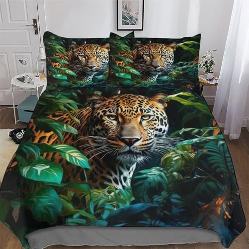 Housse de couette léopard douce avec fermeture éclair pour lit double - 2