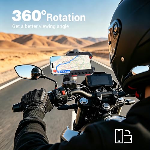 Image of EDYELL Mobile Holder for Bike,Motorcycle Phone Mount Holder, Anti-Theft, Anti-Vibration Dampener Mount,360 Adjustable for Motorcycle Bike ATV Scooter Fit 4.7 inch-7.2 inch Cellphone 12-M Warranty (YF303-B)