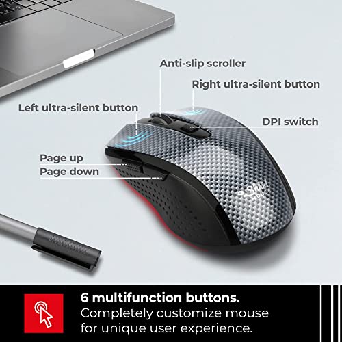 ShhhMouse-Silent-Wireless-Mouse-for-Laptop-Optical-Cordless-Computer-Mice-with-USB-24-GHz--Quiet-Click-3-DPI-Levels-of-Sensitivity-Side-Buttons-Portable-for-PC-Chromebook-Gray-Black