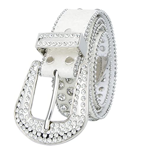 INOGIH Rhinestone-Belt for Women Girls,Western Cowgirl Cowboys Bling Studded Leather Diamond Belt for Jeans Dress3