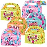 ArtCreativity Valentines Day Treat Boxes, Set of 12, Cardboard Paper Valentines Candy Boxes with Carry Handles, Valentines Boxes for Kids, Valentines Goodie Bags for Sweets, Toys, Gifts, Party Favor