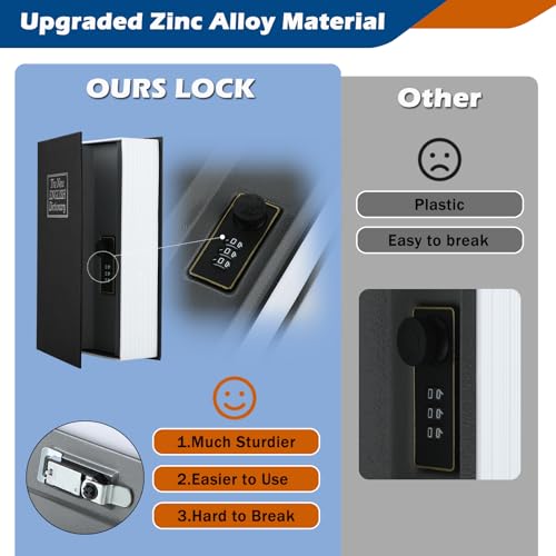 Buchtresor mit Zahlenschloss - Buchsafe Tresor für Zuhause Geheimversteck versteckter Heimtresor für Bücherregal Geldkassette Zahlenschloss zum Aufbewahren von Schlüsseln Dokumenten Schmuck (schwarz)