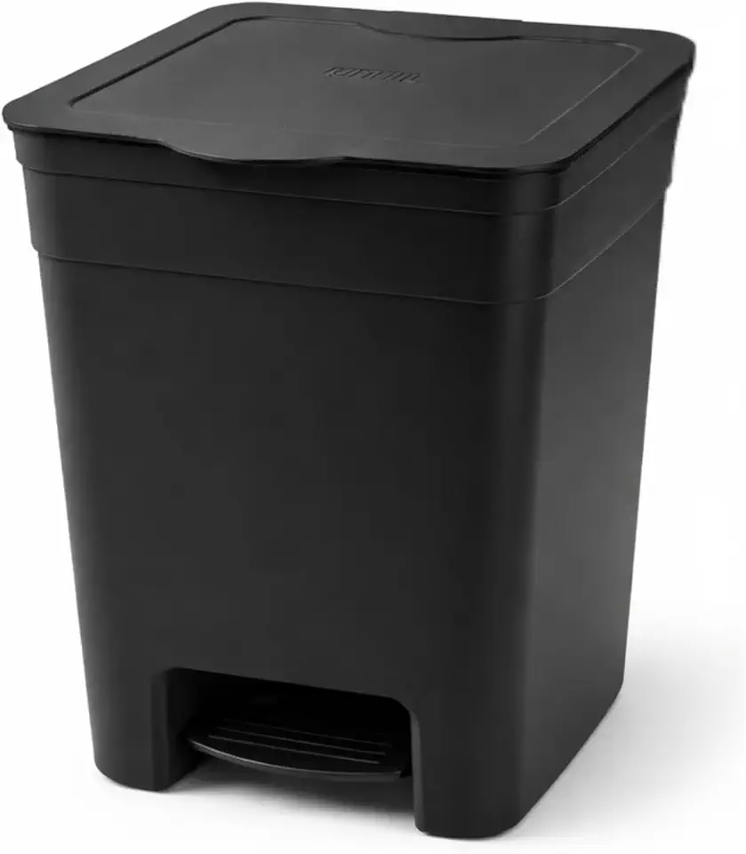 Lixeira Plástica com Pedal 7,5 Litros I Cesto de Lixo Compacto para Banheiro, Cozinha e Escritório I Tampa com Abertura por Pedal I Preta ou Branca I Three Brothers (Preto)