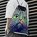 Drawstring Bag for Adults, Unisex Drawstring Closure Large Gym Bag for Shoes Clothes, Colorful Trippy Cat, Women Men Fashion Travel Backpack