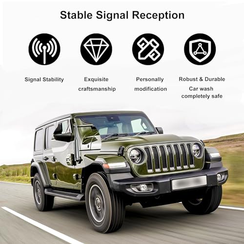 Image of Chrome Car Truck Antenna with Valve Stem Caps Vehicle Stubby Replacement Mast for Ford F150 F250 F350 Super Duty Raptor Dodge RAM GMC Sierra Chevy Silverado 1500 2500 3500