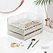 Beautify Stackable Jewelry Organizer Trays Set of 3 Muti-use Jewelry Storage Holder for Earrings, Bracelets, Necklaces & Rings White Leather Display Case 21 Slot for Drawer or Dresser