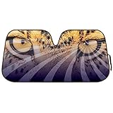 Double Bubble Auto Sun Shade for Car SUV Truck - Mesmerizing Hypnotic Leopard Eyes - Jumbo Folding Accordion
