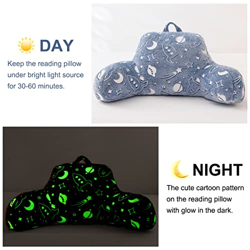 Holawakaka Glow In The Dark Bed Rest Pillow With Arms,Glitter Space Stars Rocket Reading Pillows Perfect For Adults,Teens,Kids,Pregnancy Lumbar Head Neck Coccyx Lower Back Support Cushion #TOP4