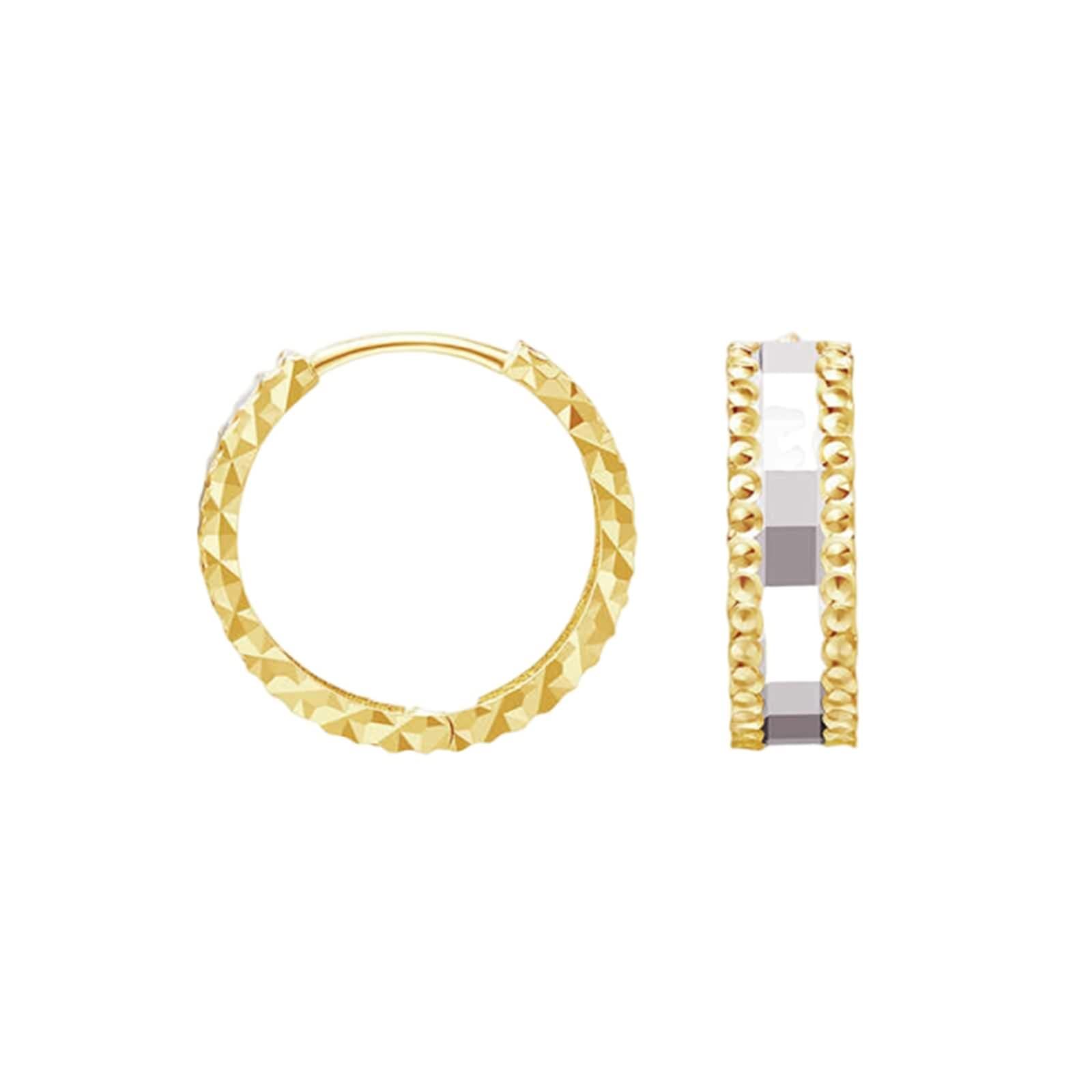 Pendientes de aro pequeños para mujer, pendientes de boda, joyas auténticas, oro amarillo y oro blanco