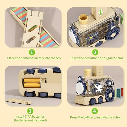 Domino Train Toy, set automático de dominós 80 piezas miniatura 4