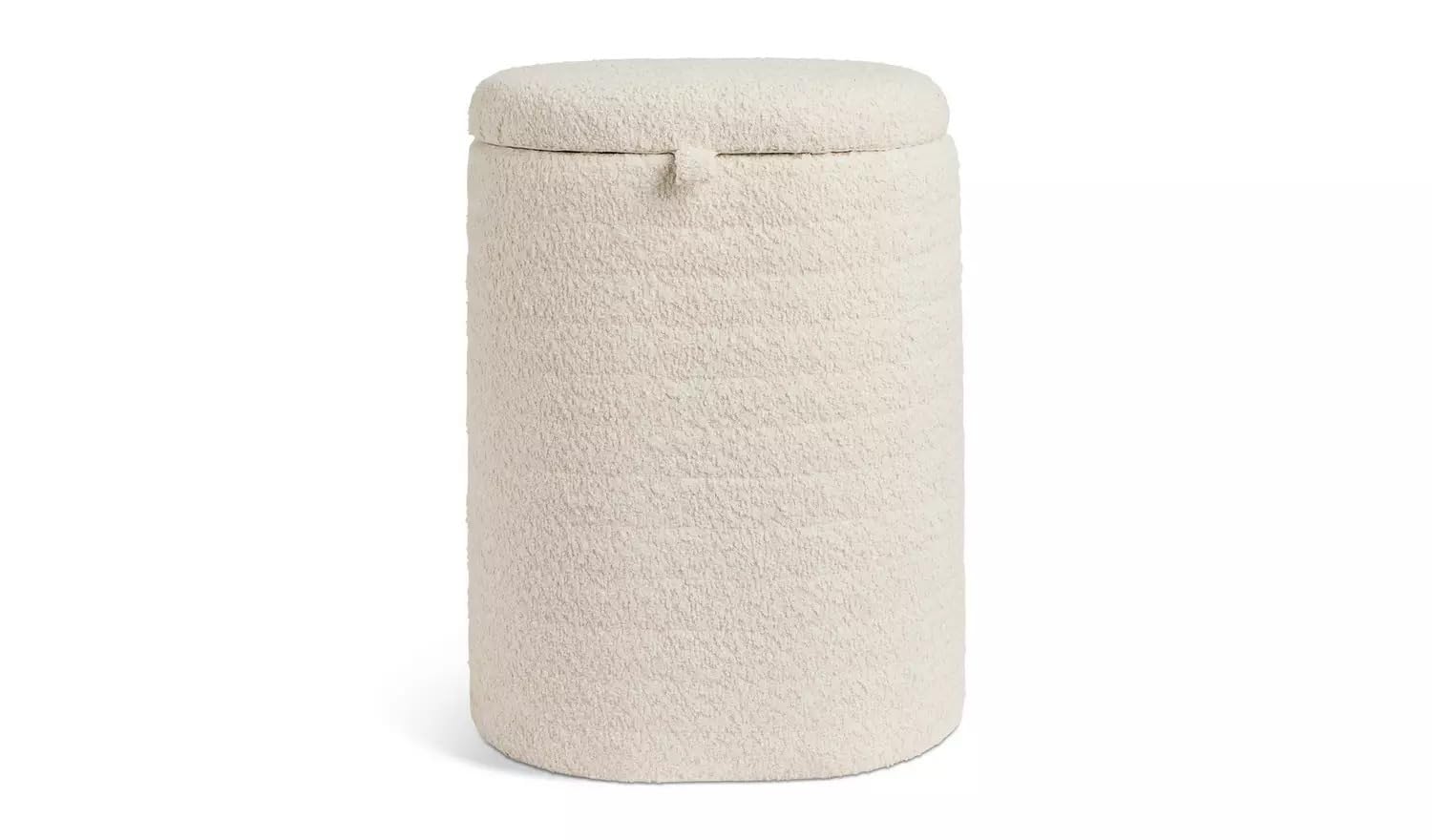 Aidni Cream 60L Boucle Laundry Basket With Hinged Lid – Polyester Laundry Hamper, Soft Textured Fabric Storage Bin, Large Capacity Home Laundry Organizer (H54 X W40 X D30 Cm)