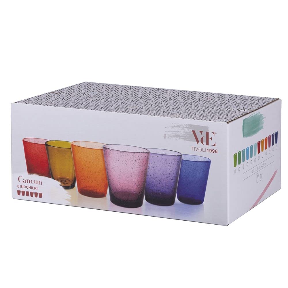 Set 6 Bicchiere Acqua "Cancun Satin", Pasta di Vetro Soffiato, Rosso, 330ml | Leroy Merlin