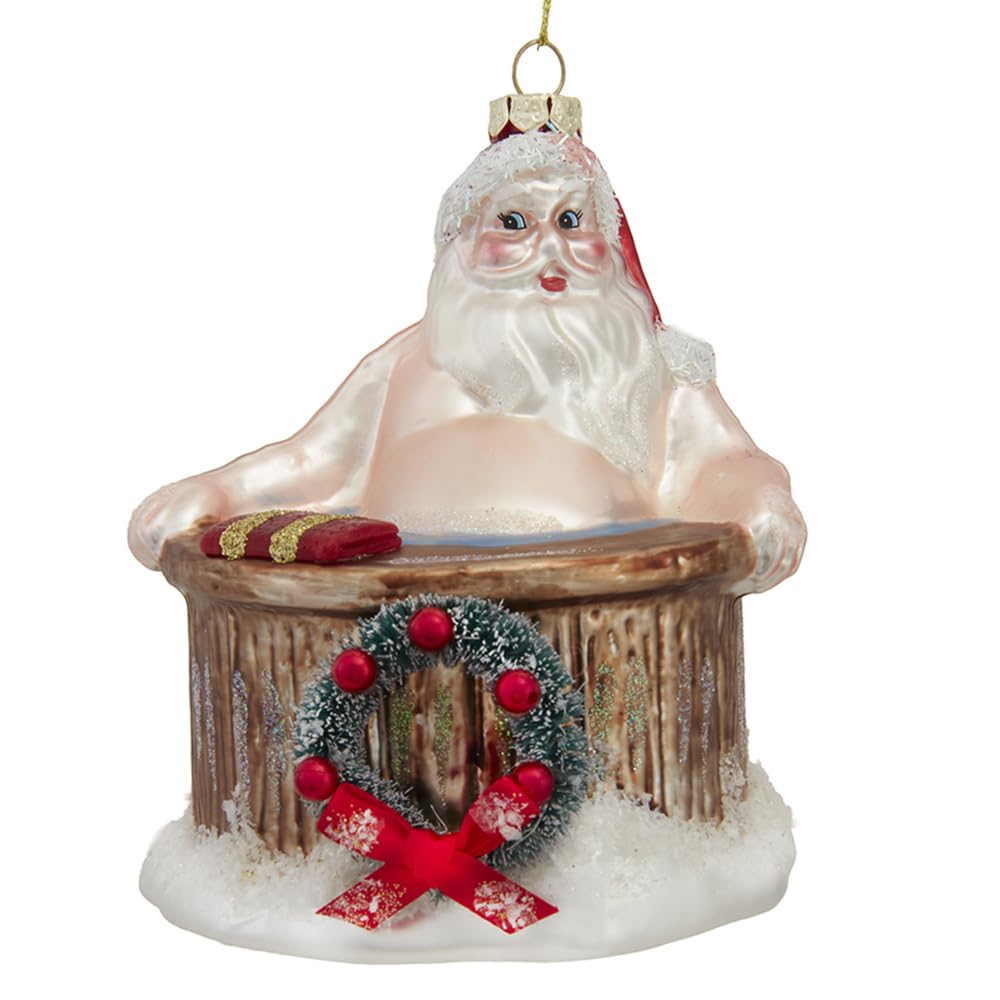 Kurt S. Adler Multi Color Kurt Adler Glass Santa Taking A Bath Ornament
