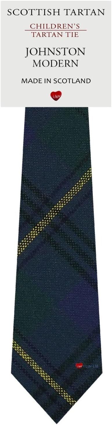I LUV LTD Boys All Wool Tie Woven And Made in Scotland in Johnston Modern Tartan