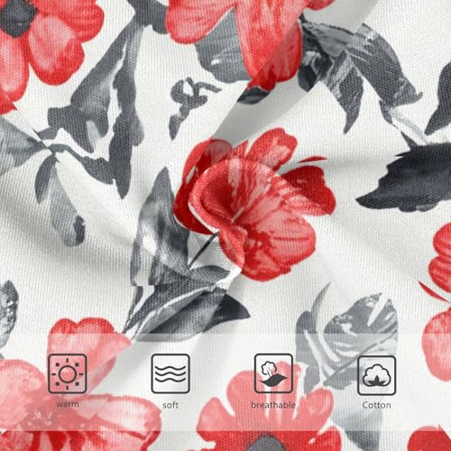 Cotton Toddler Underwear Custom Red Flower Gray Floral Girl Panties Cute Artistic Undies Kids Briefs 2t3