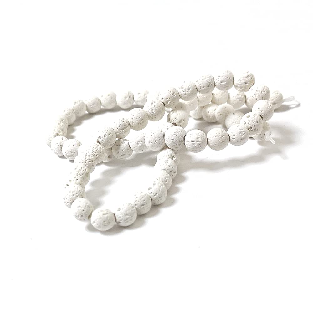 White Lava Rock Beads Plain Round 6mm Matte Strand Of 60+