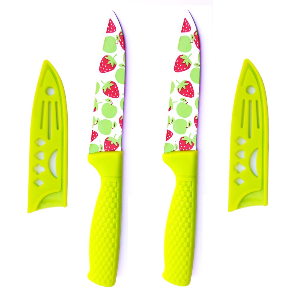 Newvent Stainless Steel Fruit Colour Printing Kitchen Knife | Non-Slip Handle with Blade Cover (Pack of 1Set) (B0CPVJMXHQ) Amazon Price History, Amazon Price Tracker