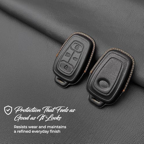 Image of Keyzone Royal Leather Key Cover for Tata Nexon, Harrier, Safari, Altroz, Punch, Tigor 4 Button smart Key (Celestial Blue)
